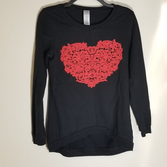 COPY - Long Sleeve Black Heart Shirt (Size M) - Picture 1 of 2